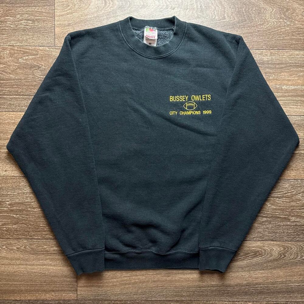 1990s Black Bussey Owlets City Champions 1999 Crewneck Sweatshirt